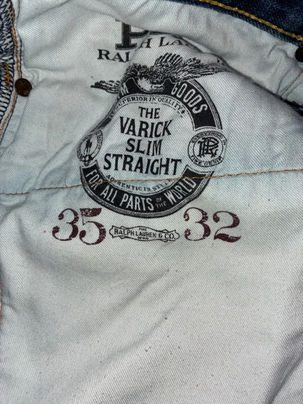 Polo by Ralph Lauren Blue Slim Straight Jeans with Multicolor Patchwork - Picture 5 of 5